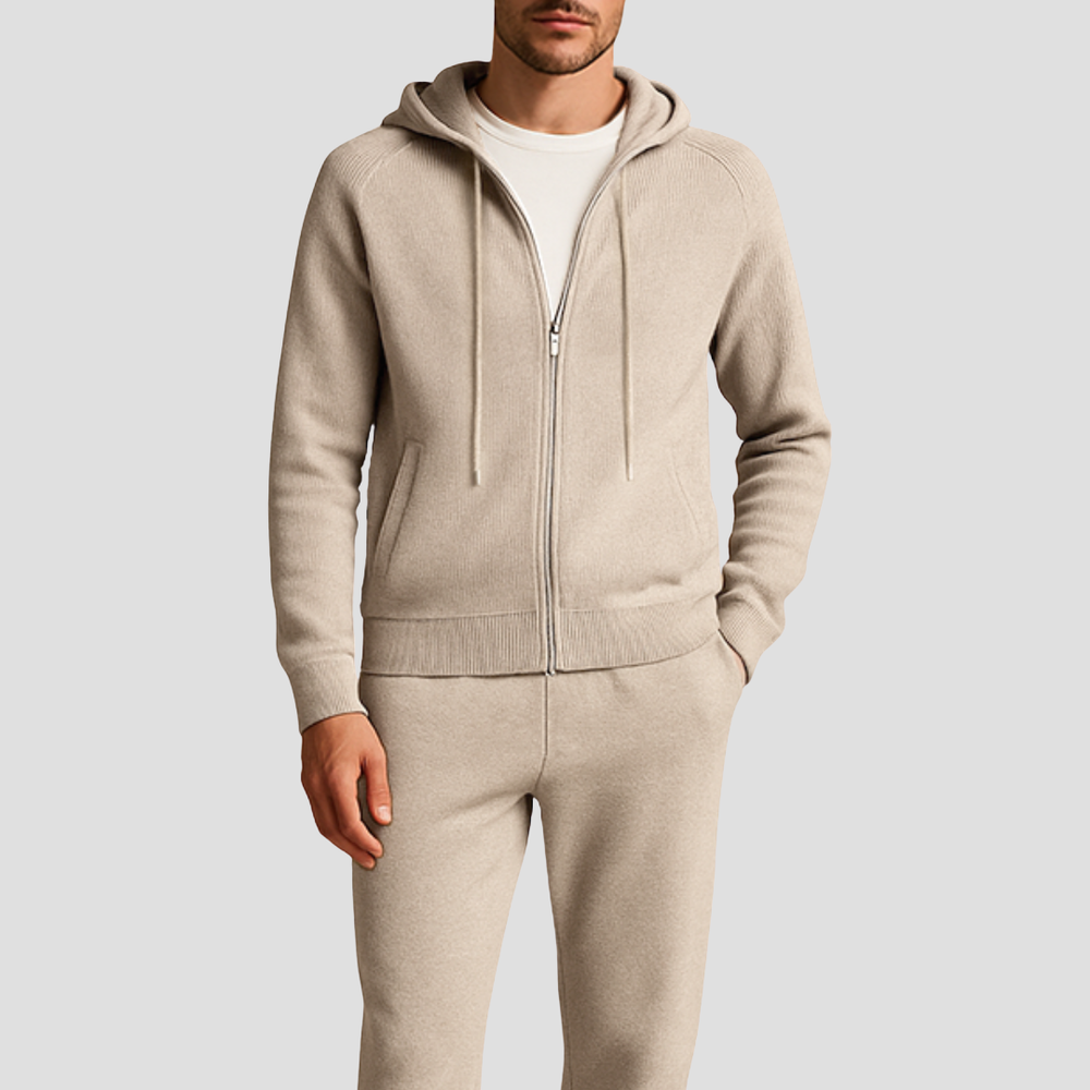 Ensemble lounge homme en laine – hoodie zippé et jogging