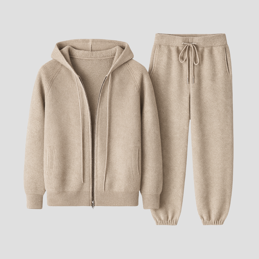 Ensemble lounge homme en laine – hoodie zippé et jogging