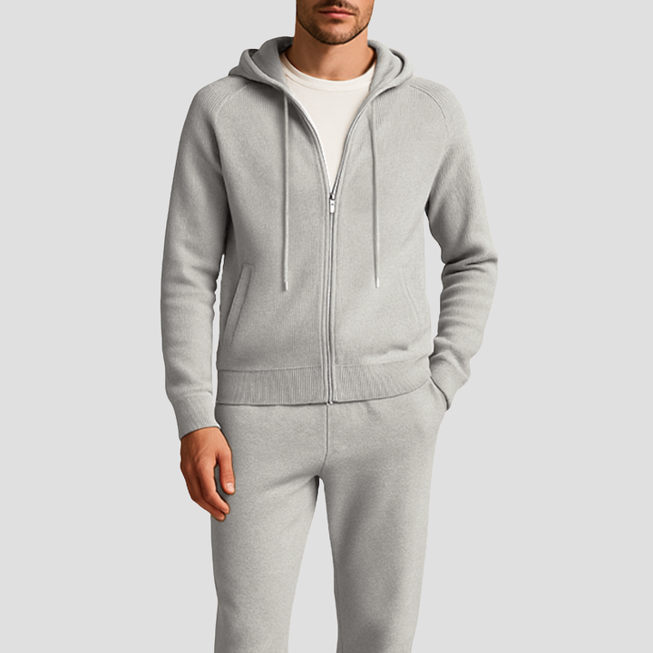 Ensemble lounge homme en laine – hoodie zippé et jogging