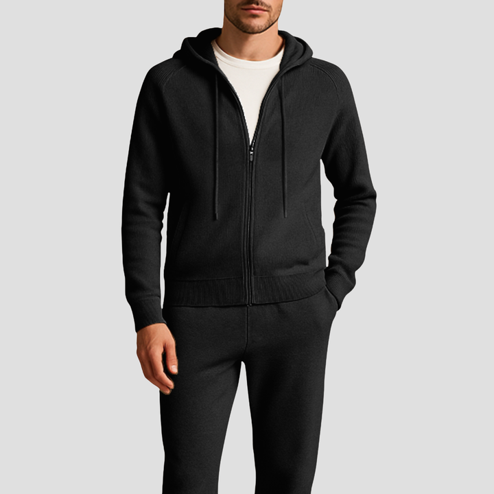 Ensemble lounge homme en laine – hoodie zippé et jogging