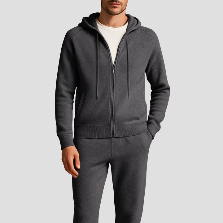 Ensemble lounge homme en laine – hoodie zippé et jogging