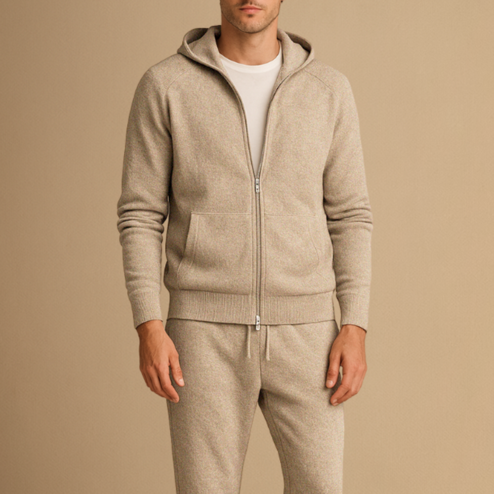Survêtement homme en maille – hoodie zippé et jogging doux