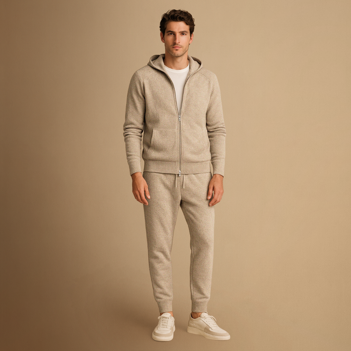Survêtement homme en maille – hoodie zippé et jogging doux
