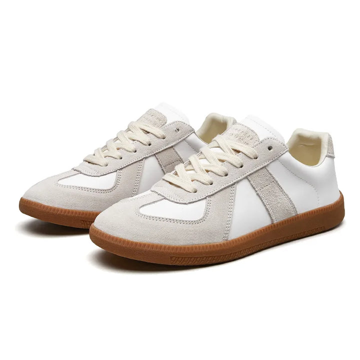 Baskets basses rétro homme – empiècements et surpiqûres contrastées