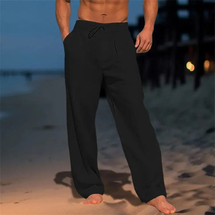 Pantalon léger homme coupe décontractée – taille à cordon