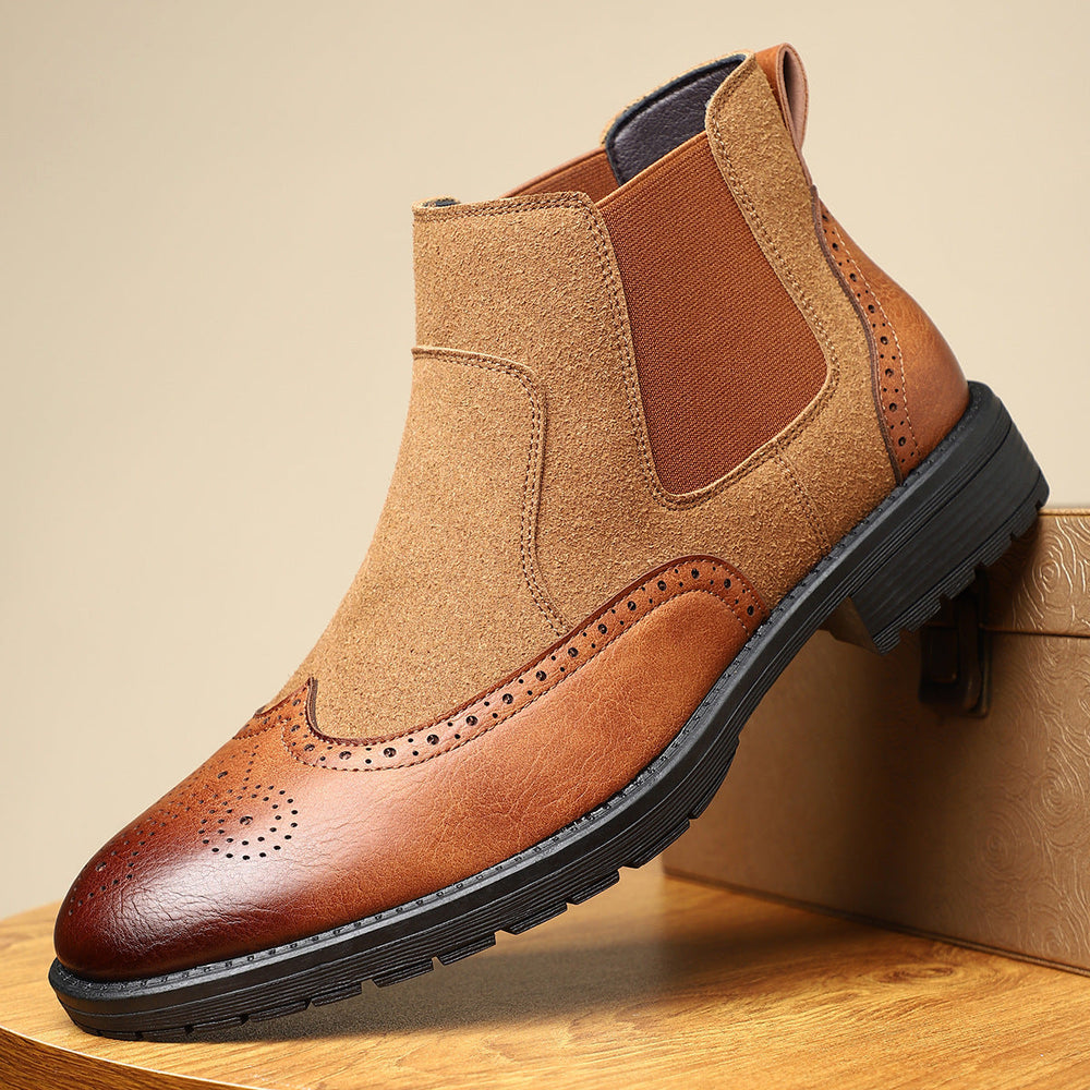 Boots chelsea brogue Quark-18 – détails wingtip, enfilage facile
