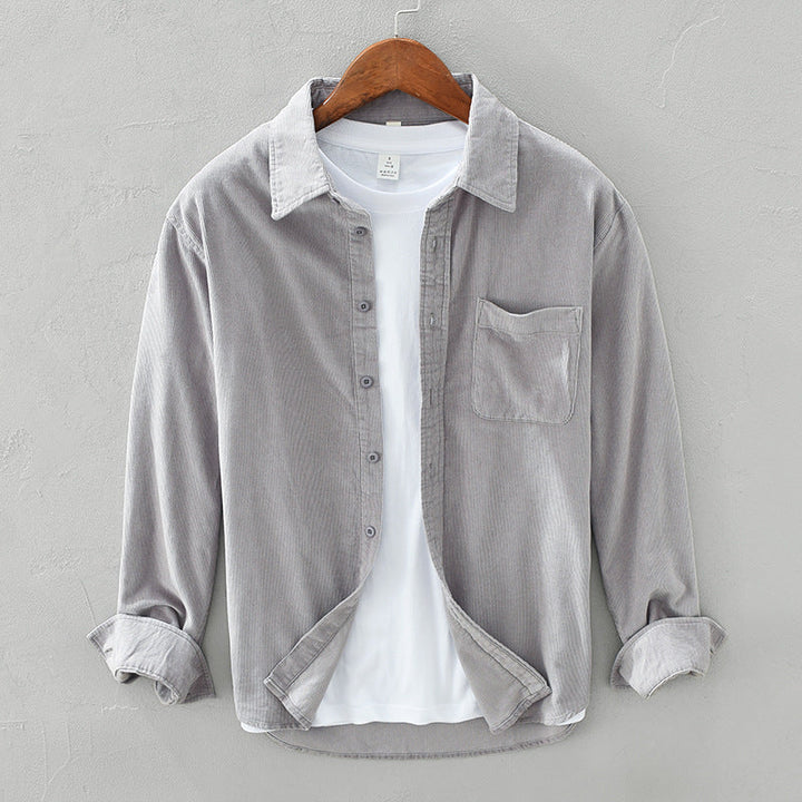 Chemise homme en velours côtelé à manches longues – esprit rétro