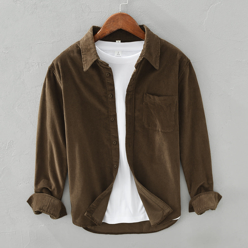 Chemise homme en velours côtelé à manches longues – esprit rétro