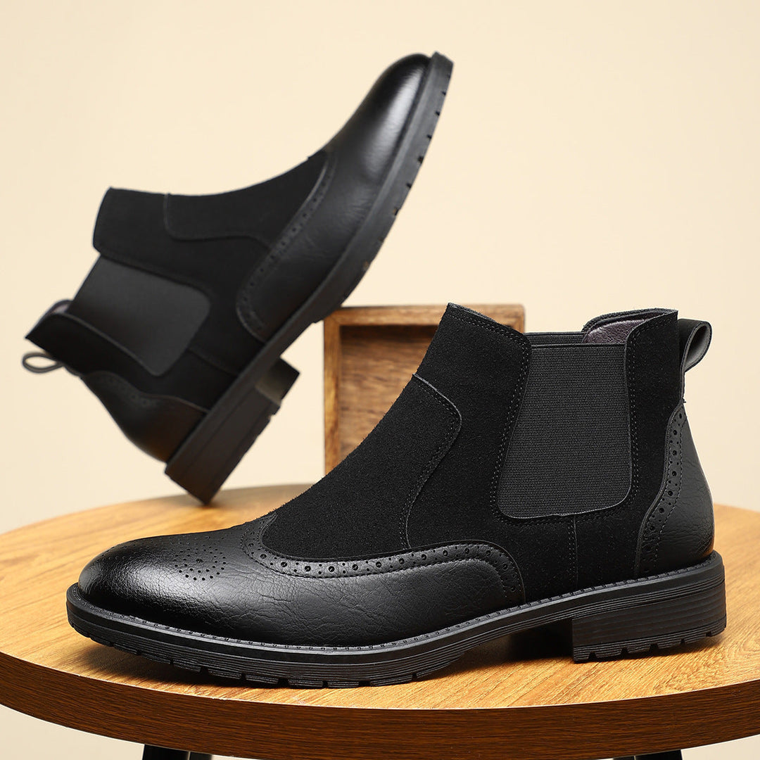 Boots chelsea brogue Quark-18 – détails wingtip, enfilage facile