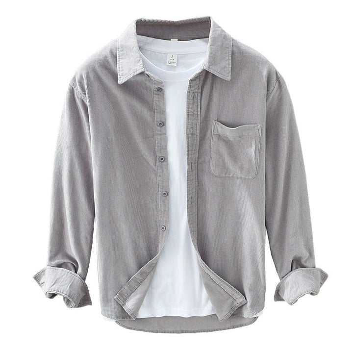 Chemise homme en velours côtelé à manches longues – esprit rétro