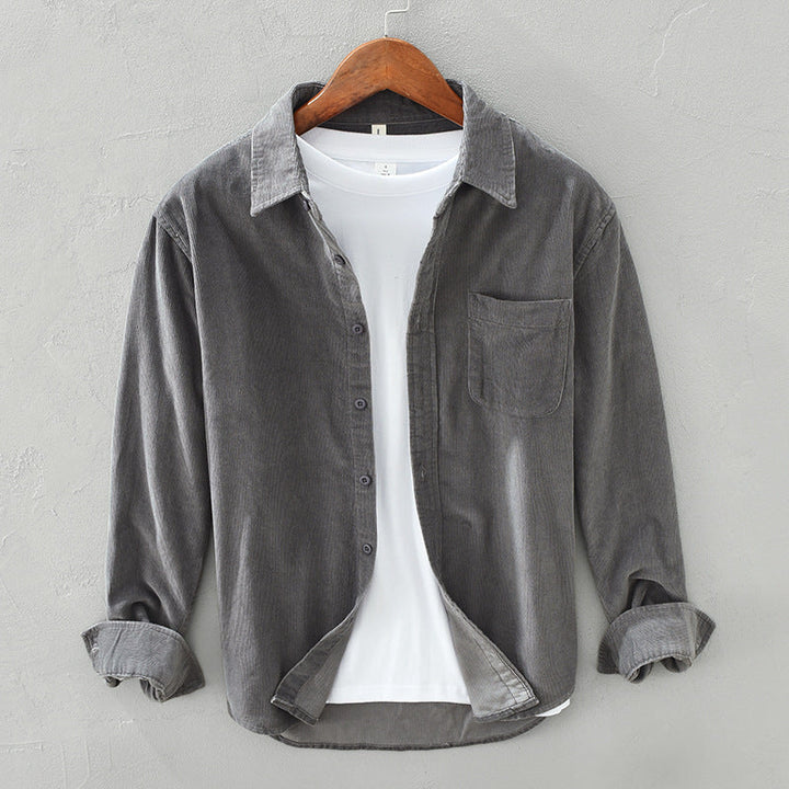 Chemise homme en velours côtelé à manches longues – esprit rétro