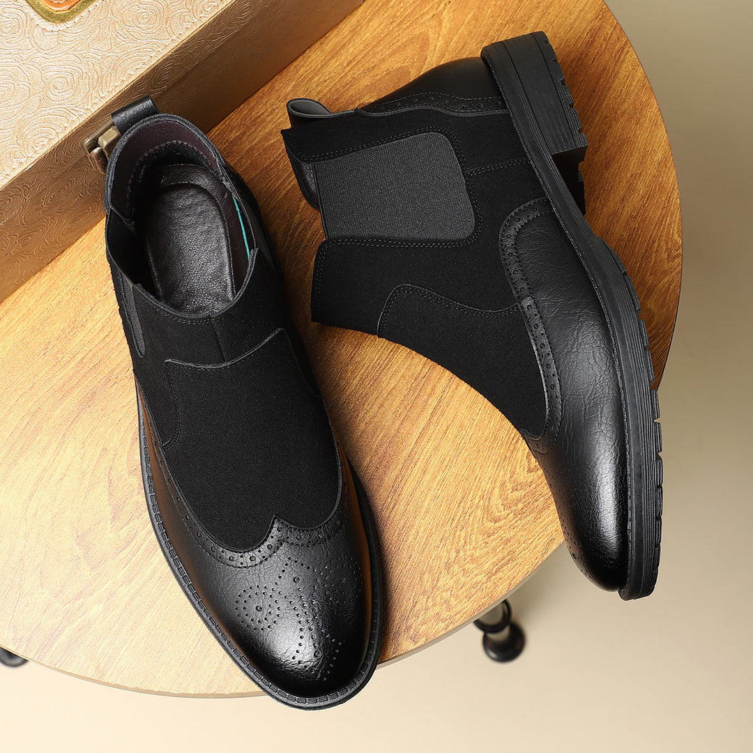 Boots chelsea brogue Quark-18 – détails wingtip, enfilage facile