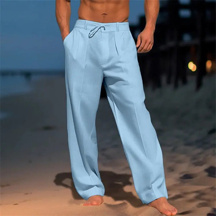 Pantalon léger homme coupe décontractée – taille à cordon