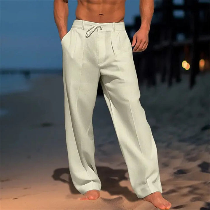 Pantalon léger homme coupe décontractée – taille à cordon