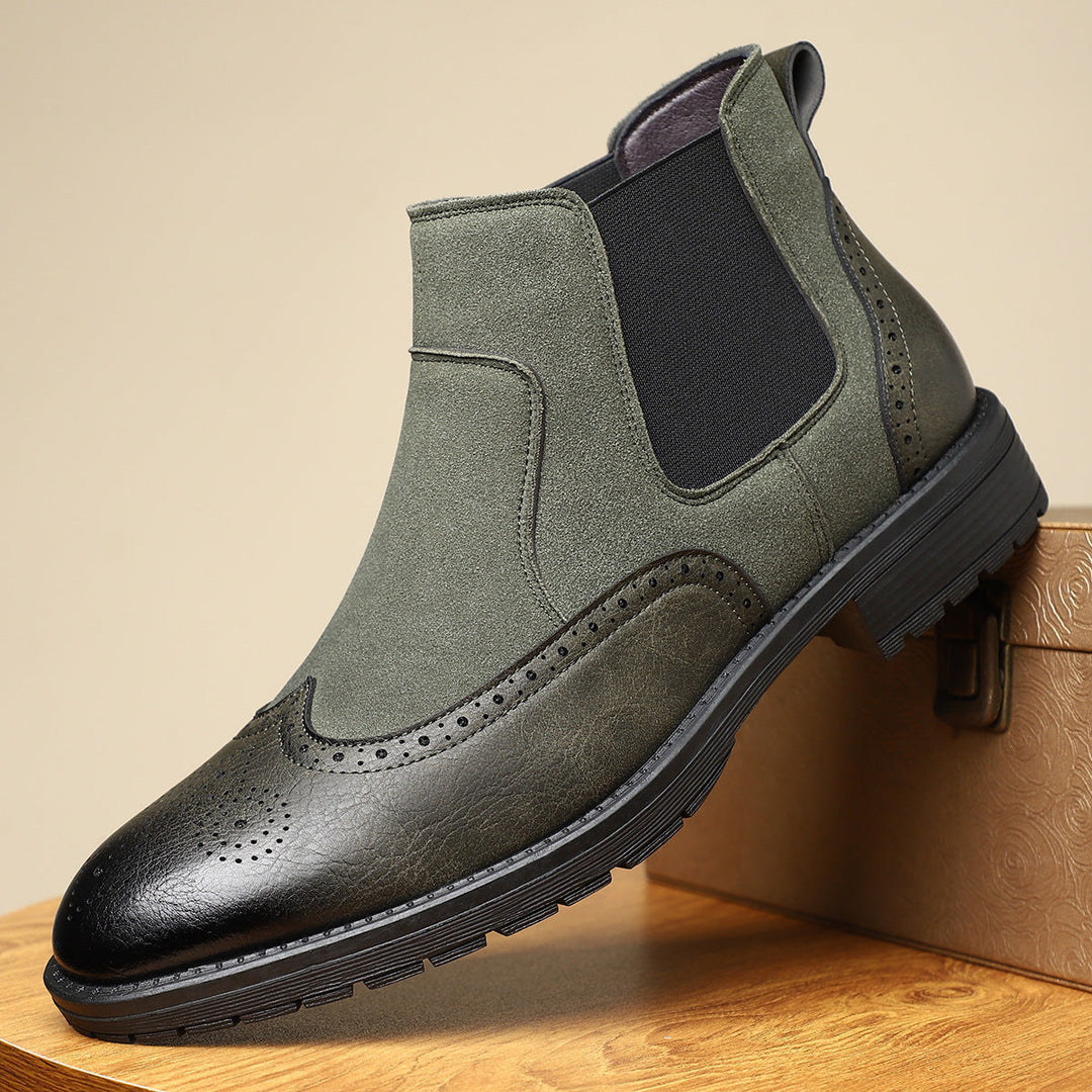 Boots chelsea brogue Quark-18 – détails wingtip, enfilage facile