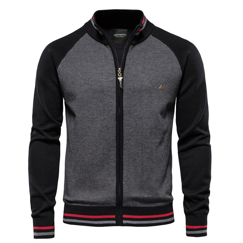Cardigan zippé en maille fine – col montant élégant