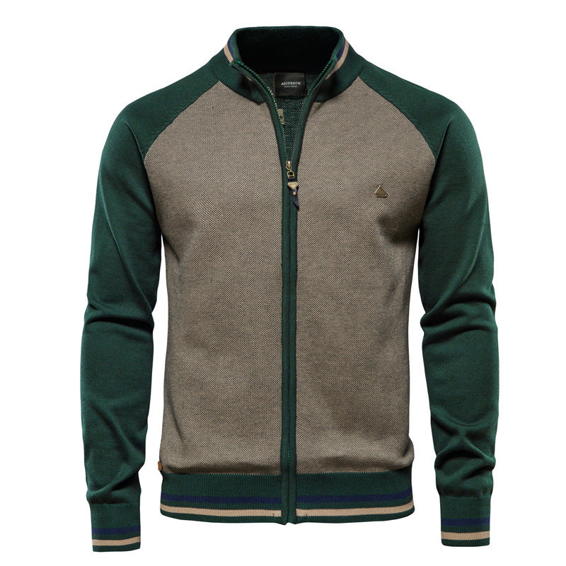 Cardigan zippé en maille fine – col montant élégant
