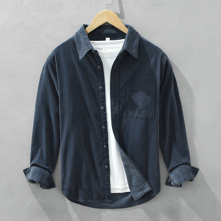 Chemise homme en velours côtelé à manches longues – esprit rétro