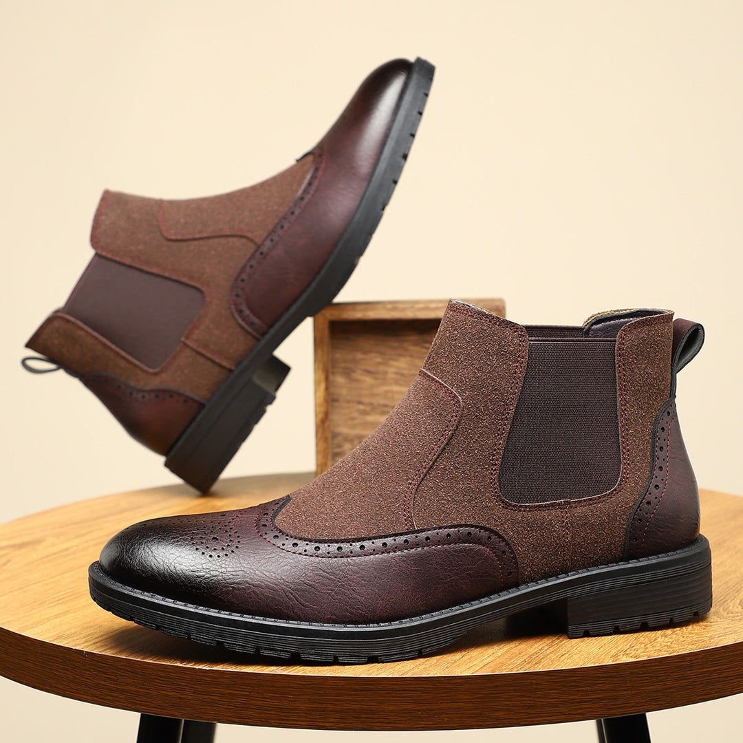 Boots chelsea brogue Quark-18 – détails wingtip, enfilage facile
