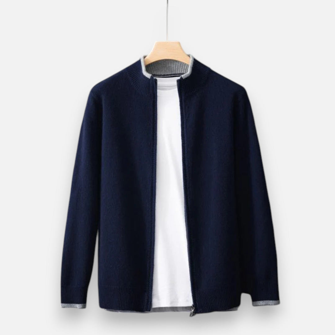 Veste en maille zippée homme en cachemire peigné – élégance sobre