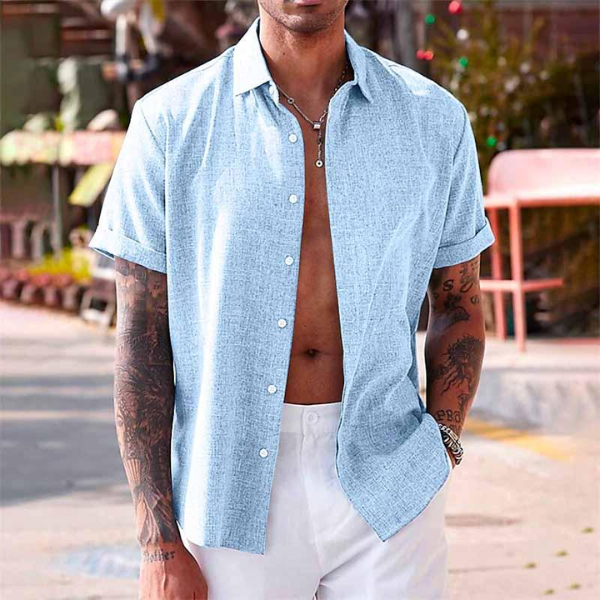 Chemise homme en lin à manches courtes – légèreté estivale
