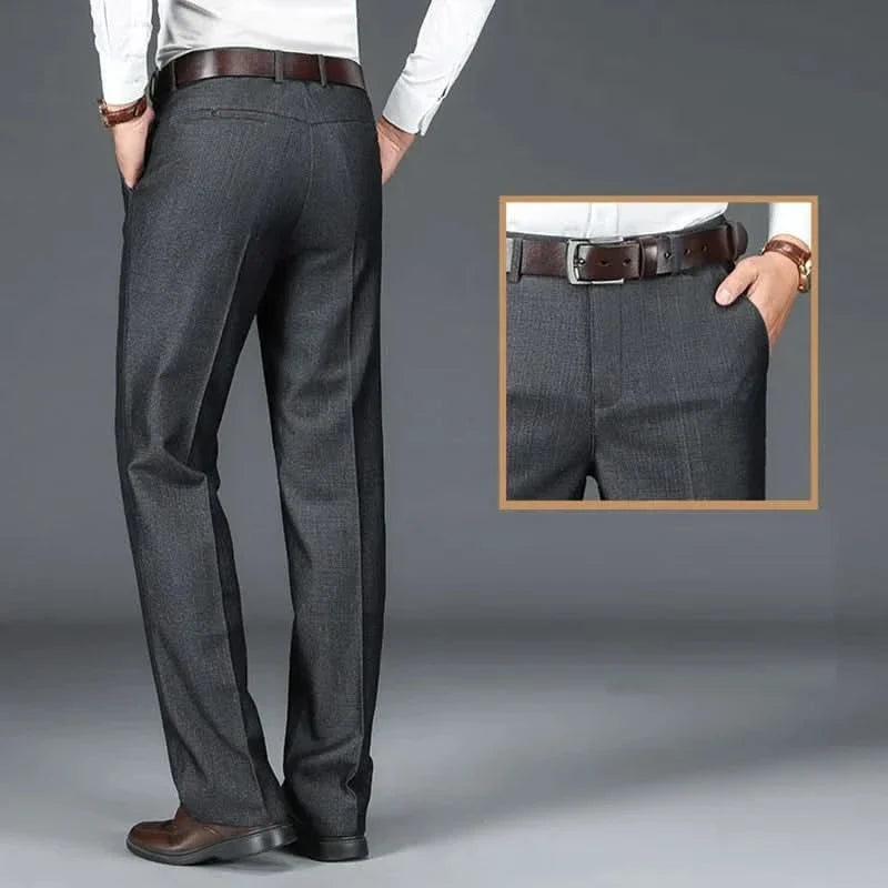 Pantalon homme en pur coton – jambe droite, taille flexible