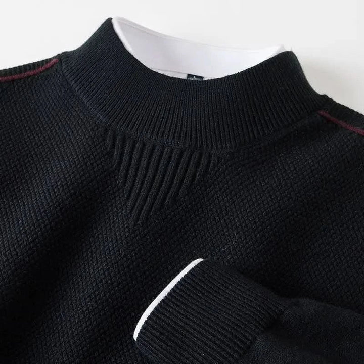 Pull homme Arden en maille jacquard – col cheminée côtelé