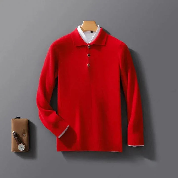 Polo homme Belford en cachemire – maille légère, col classique