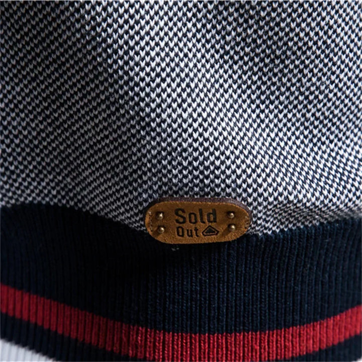 Cardigan zippé homme bicolore – col montant et bords côtelés