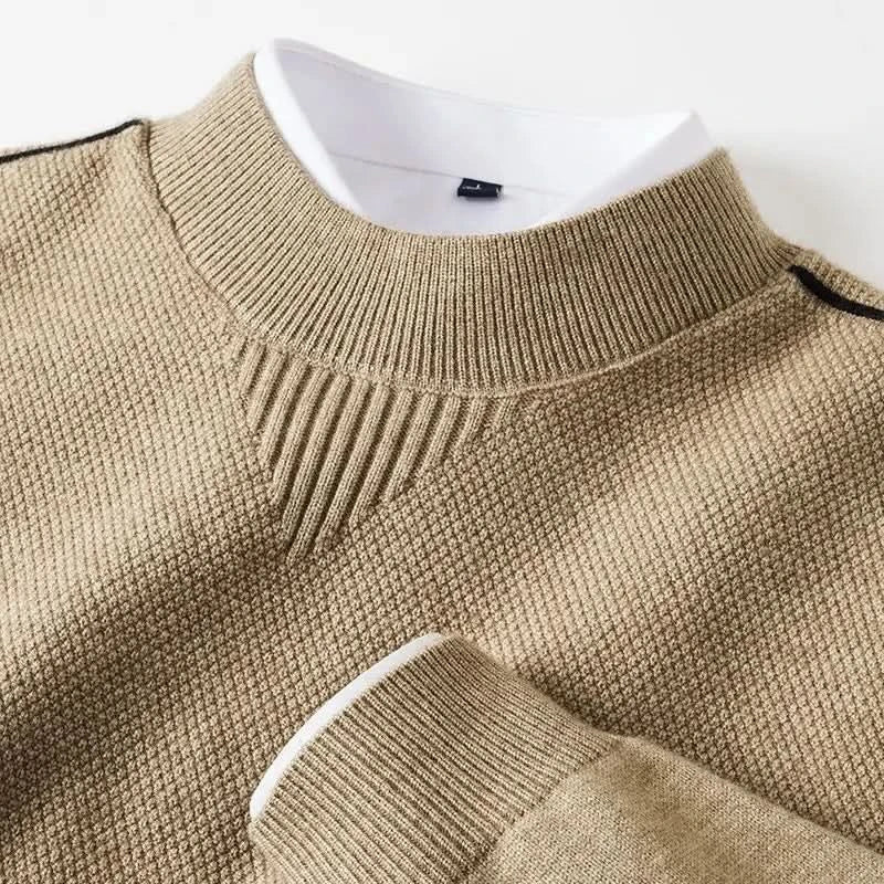 Pull homme Arden en maille jacquard – col cheminée côtelé