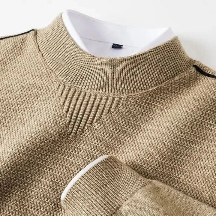 Pull homme Arden en maille jacquard – col cheminée côtelé