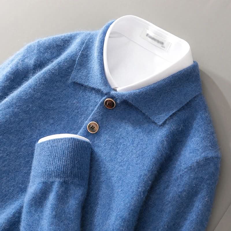 Polo homme Belford en cachemire – maille légère, col classique