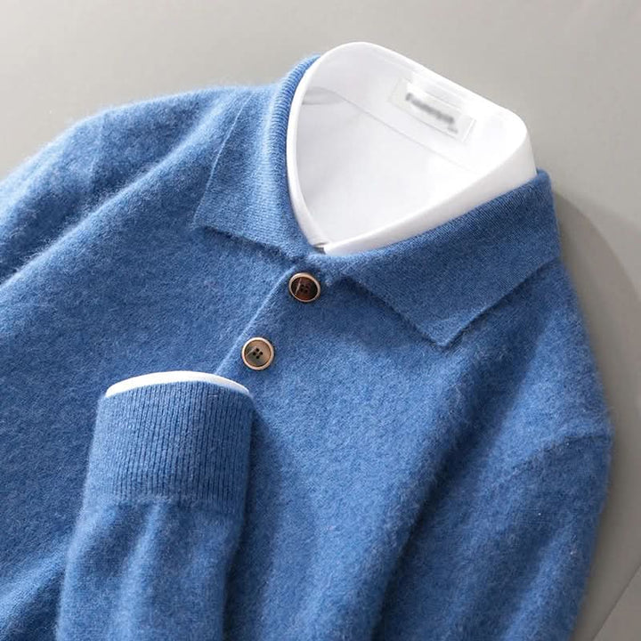 Polo homme Belford en cachemire – maille légère, col classique