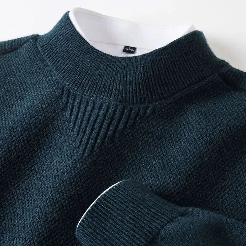Pull homme Arden en maille jacquard – col cheminée côtelé