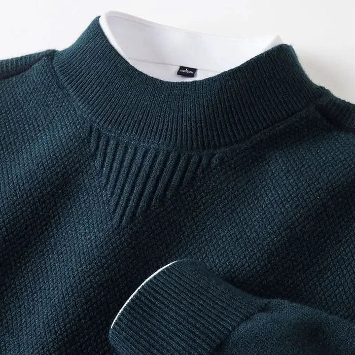 Pull homme Arden en maille jacquard – col cheminée côtelé