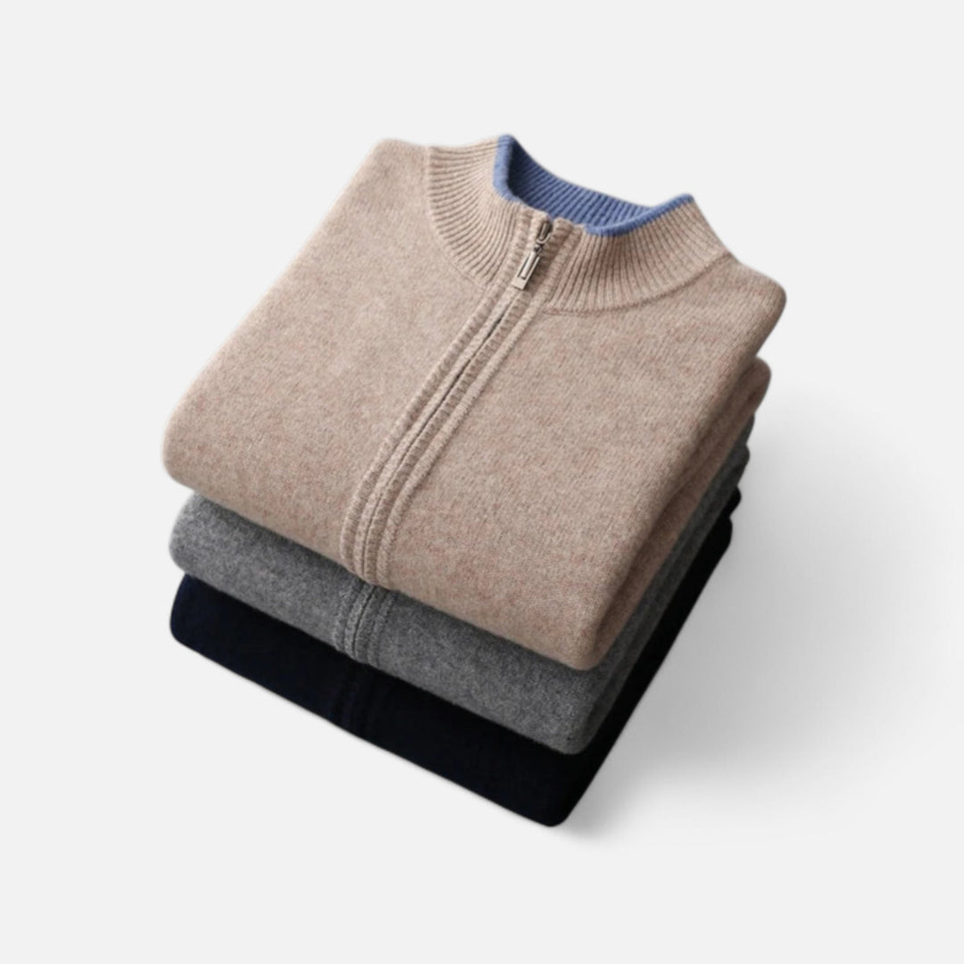 Veste en maille zippée homme en cachemire peigné – élégance sobre