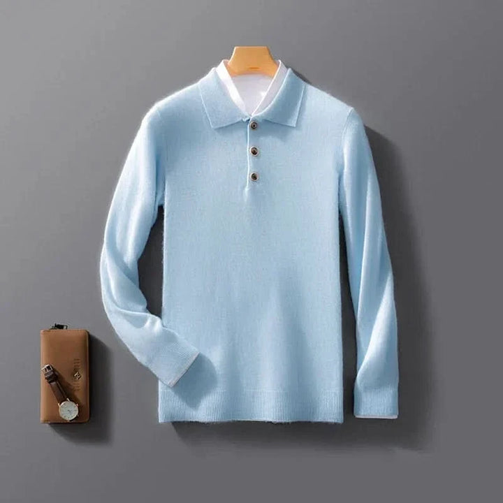Polo homme Belford en cachemire – maille légère, col classique