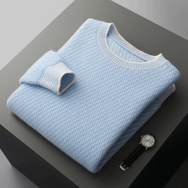 Pull homme Theo en cachemire – maille texturée, liseré contrasté