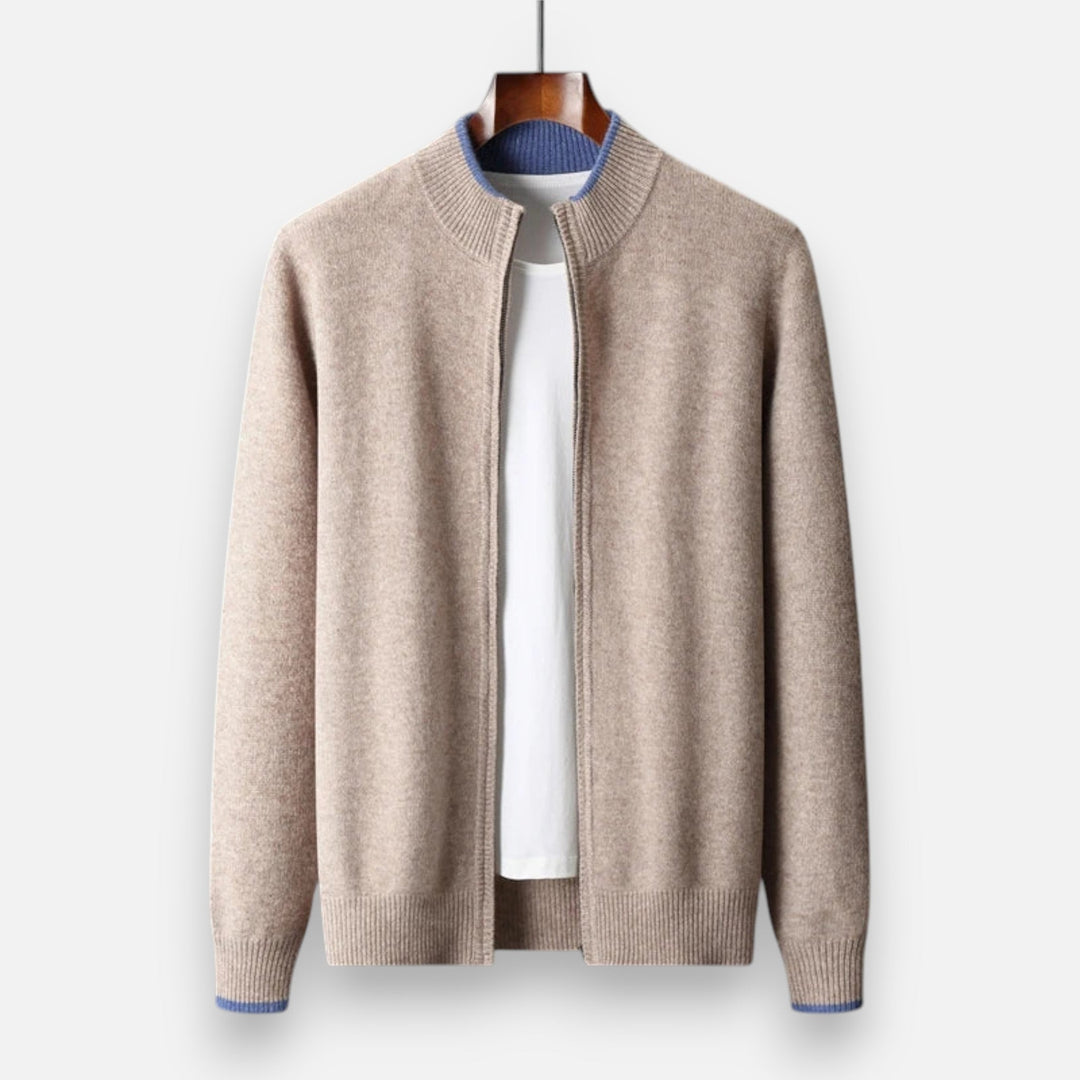Veste en maille zippée homme en cachemire peigné – élégance sobre