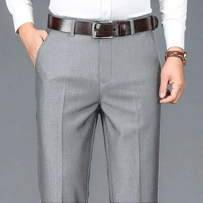 Pantalon homme en pur coton – jambe droite, taille flexible