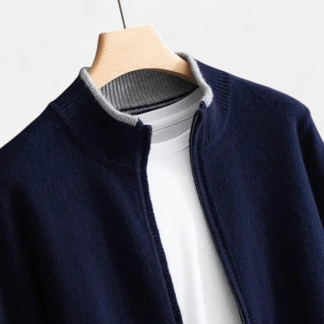 Veste en maille zippée homme en cachemire peigné – élégance sobre