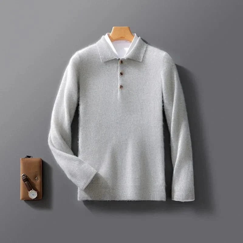 Polo homme Belford en cachemire – maille légère, col classique