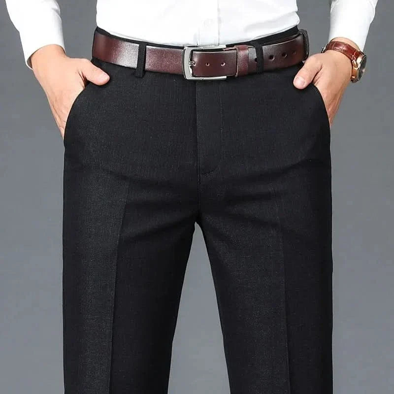 Pantalon homme en pur coton – jambe droite, taille flexible