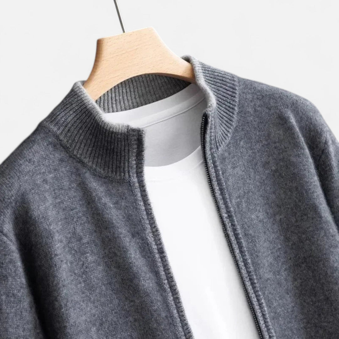 Veste en maille zippée homme en cachemire peigné – élégance sobre