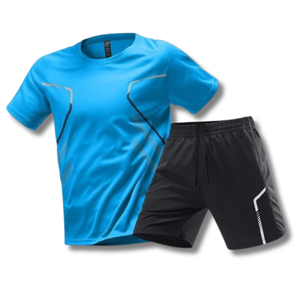 Ensemble sport homme t-shirt et short – matière respirante