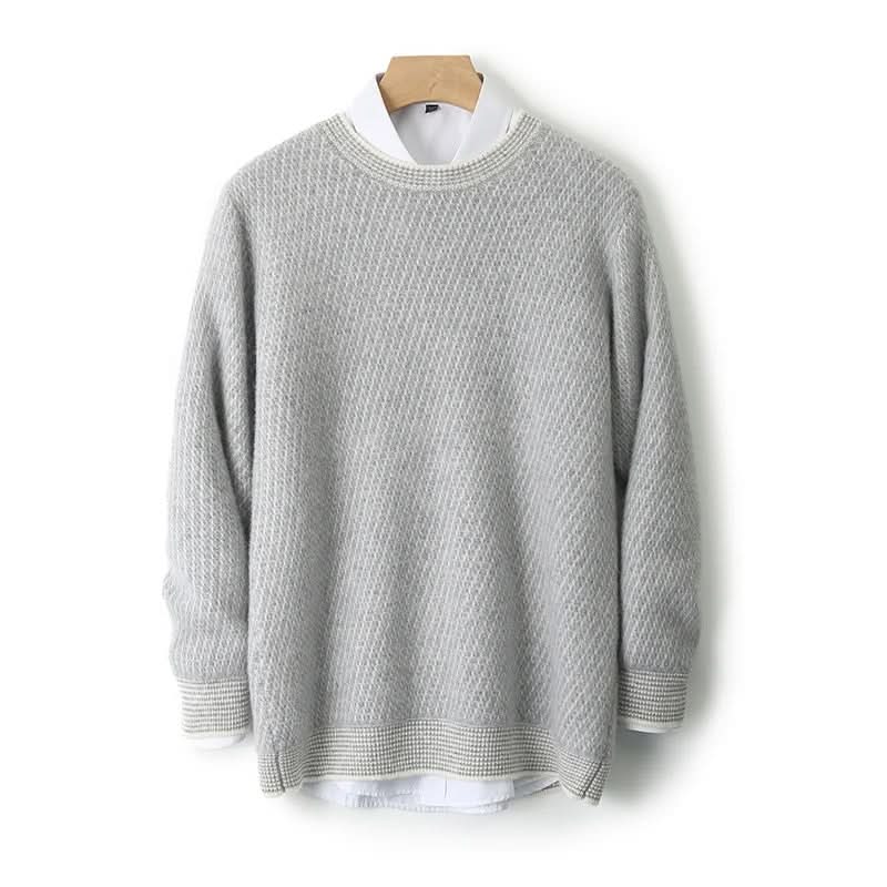 Pull homme Theo en cachemire – maille texturée, liseré contrasté