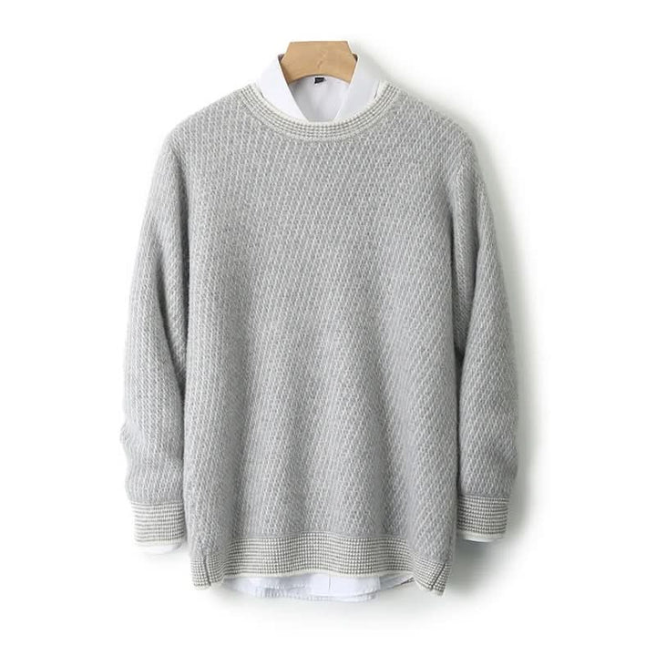 Pull homme Theo en cachemire – maille texturée, liseré contrasté
