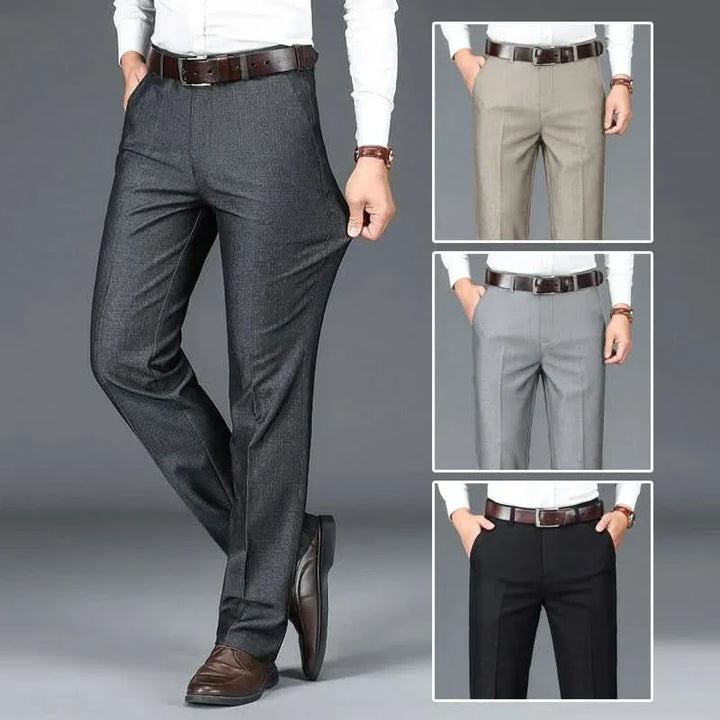 Pantalon homme en pur coton – jambe droite, taille flexible