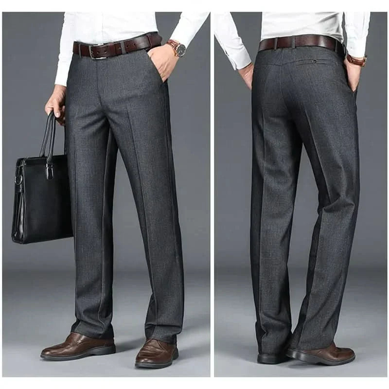 Pantalon homme en pur coton – jambe droite, taille flexible