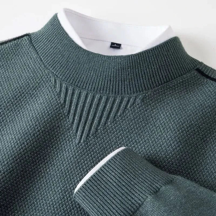 Pull homme Arden en maille jacquard – col cheminée côtelé